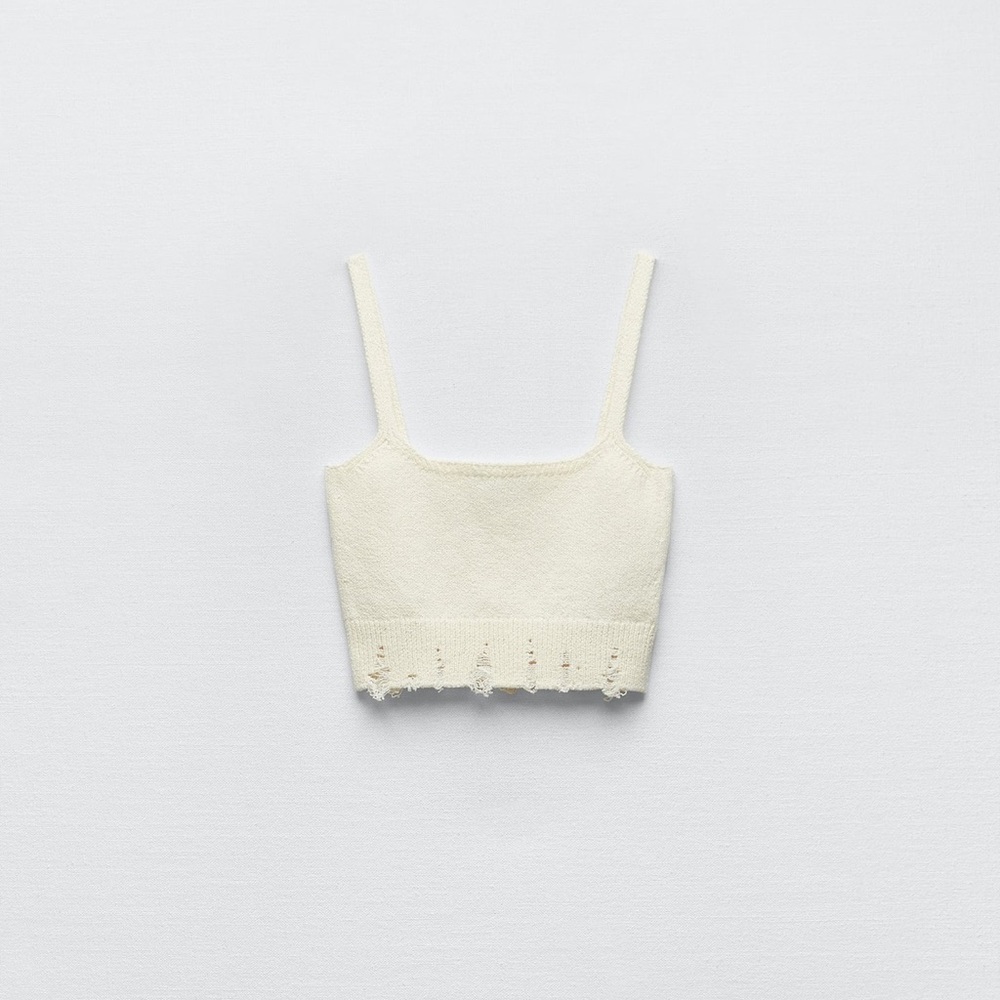 Zara Bralette Punto Effecto Rasgado Blanco

Size Small